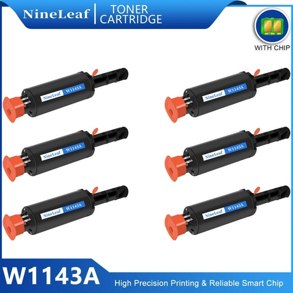NineLeaf 143A Compatible Toner Reload Kit Replacement for HP W1143A 143A Black Toner cartridge use for Laser Neverstop 1001nw Printer MFP 1202w 1202nw 1201n Printers(6 Pack,2500 Pages)