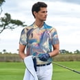thumbnail image 3 of Gukieu Dolphin Rainbow Horse Print Men's Quick-drying POLO Shirt, Button-down Summer T-shirt, Suitable for Work and Outdoor Activities-Small, 3 of 6