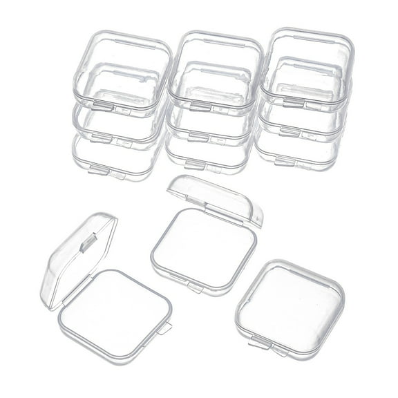 12pcs Plastic Bead Storage Containers Rectangle Clear 4x3.45x1.8cm