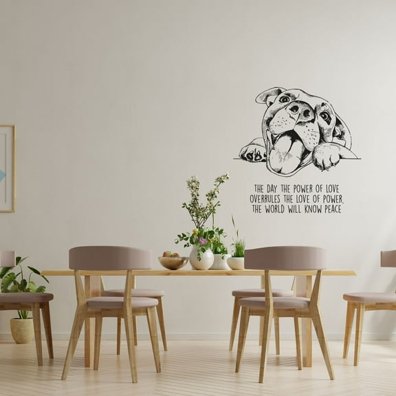 Power Love Dog Dogs Motivation Quote Animal Animals Life Quotes Wall Sticker Art Decal for Girls Boys Room Bedroom Nursery House Fun Home Decors Stickers Wall Arts Vinyl Decoration Size (20x20 inch)