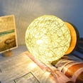 thumbnail image 4 of Rattan Bedside Lamp Rattan Table Lamp Moon Night Light With Wooden Base Warm Decoration For End Table Bedroom, 4 of 5