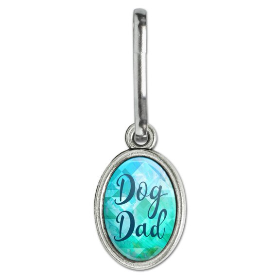 Dog Dad Antiqued Oval Charm Clothes Purse Suitcase Backpack Zipper Pull Aid