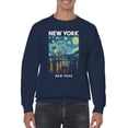 thumbnail image 2 of Night NYC Skyline Graphic Men's Navy Sweatshirt, 2 of 3