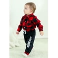 thumbnail image 3 of Younger Tree Infant Toddler Baby Boy Clothes Set Newborn Long Sleeve Flannel Plaid Bodysuit Pants Fall Winter Outfits for 12-18 Months, 3 of 9