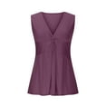 thumbnail image 3 of Maean Women's Tank Tops V Neck Pleated Sleeveless Summer Blouse Solid Color Fashion Tunic Shirts, 3 of 7