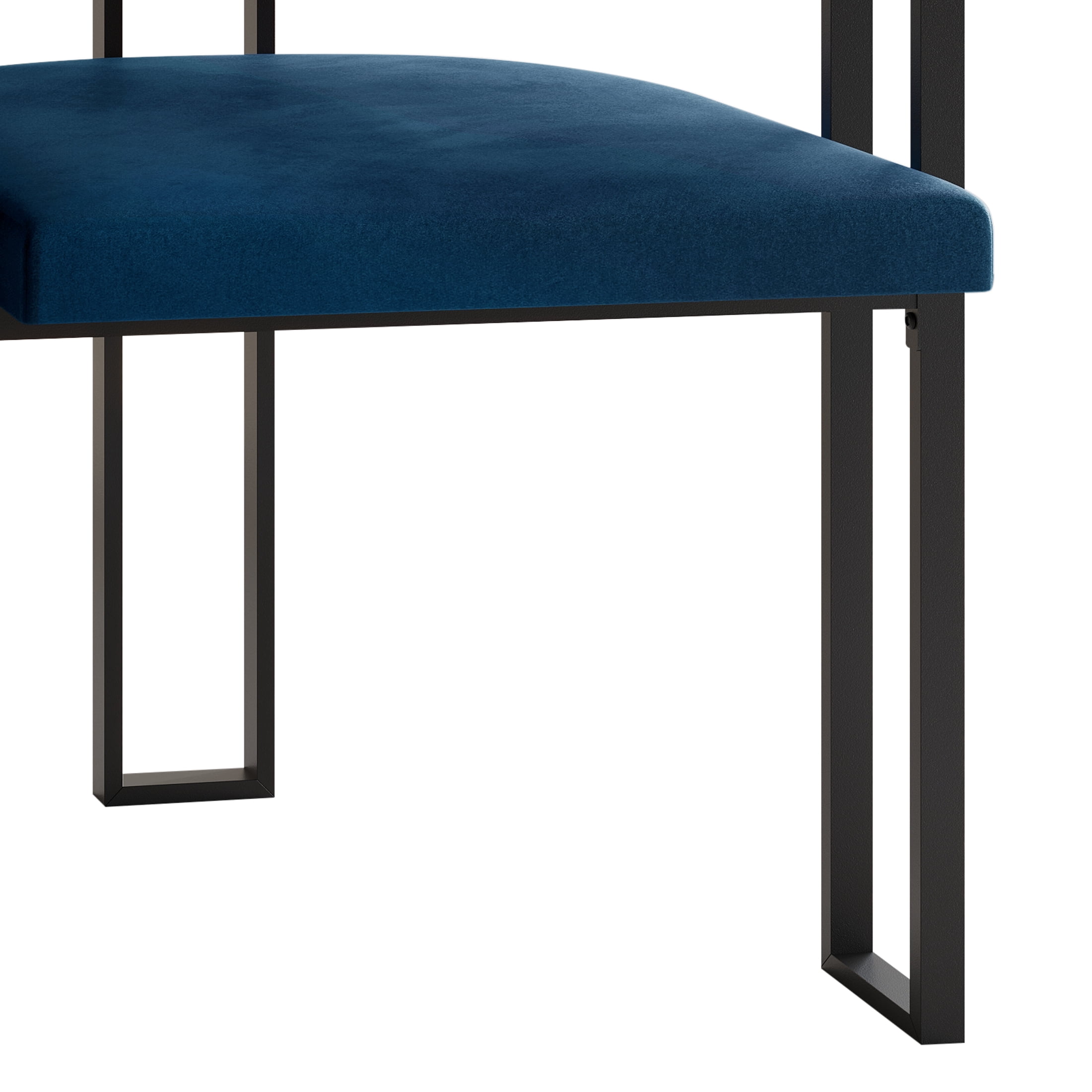Castle Place Minimalist Black Metal Dining Chair, Navy Blue Velvet