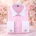 thumbnail image 3 of TANSILING Men's French Cuff Shirt Formal Pleated Long Sleeve Dress Shirt with Cufflinks, 3 of 7