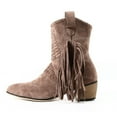 thumbnail image 4 of Tassel Cowgirl Boots for Women Boho Suede Pointed Toe Stacked Heel Mid Calf Dress Cowboy Booties, 4 of 8