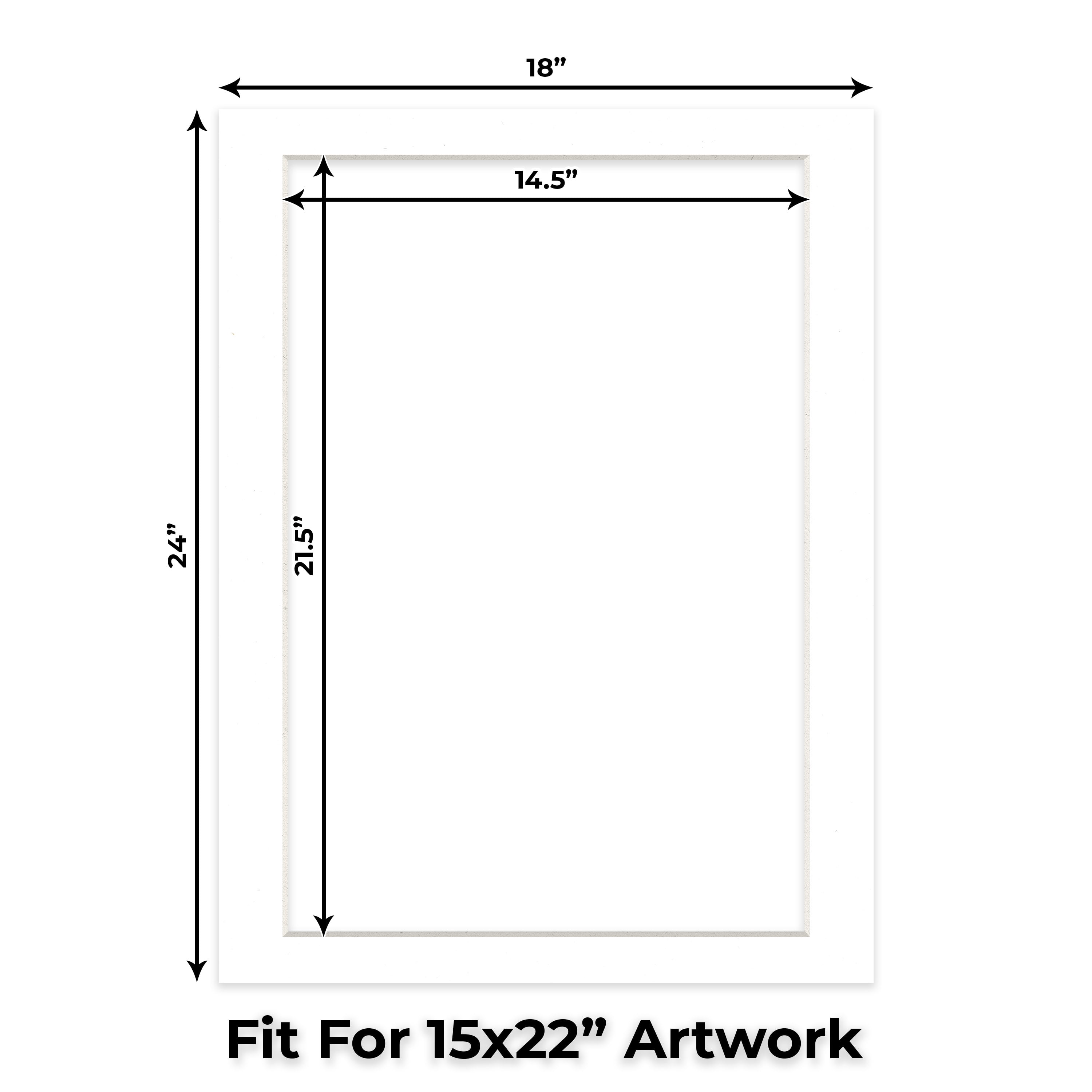 White Picture Frame Mat for 18x24 Frames - Fits 15x22 Photos - 1 Mat