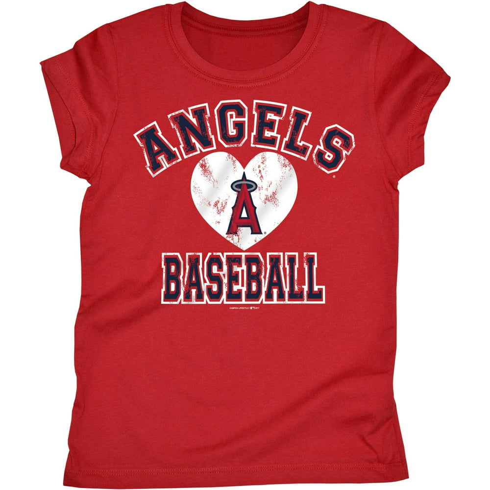 MLB Los Angeles Angels Girls Short Sleeve Team Color Graphic Tee