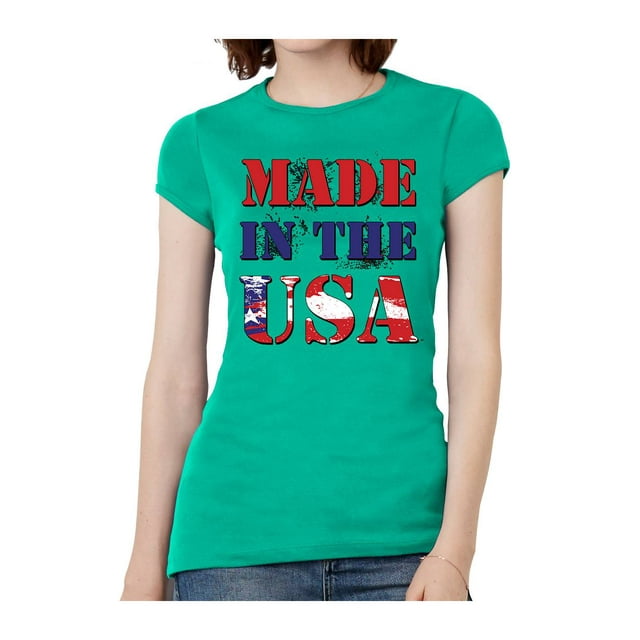 T-Shirt à Manches Courtes pour Femmes Fabriqué aux États-Unis - Kelly - Moyen