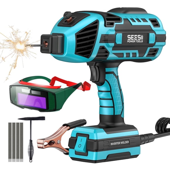 Soldadora portátil Seesii 110 V 120 A de mano con gafas y martillo