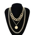 thumbnail image 2 of Xihbxyly Collar de Oro Macizo con Candado, Colgante de Medallón, Cadena de Eslabones con Monedas, 2 of 7