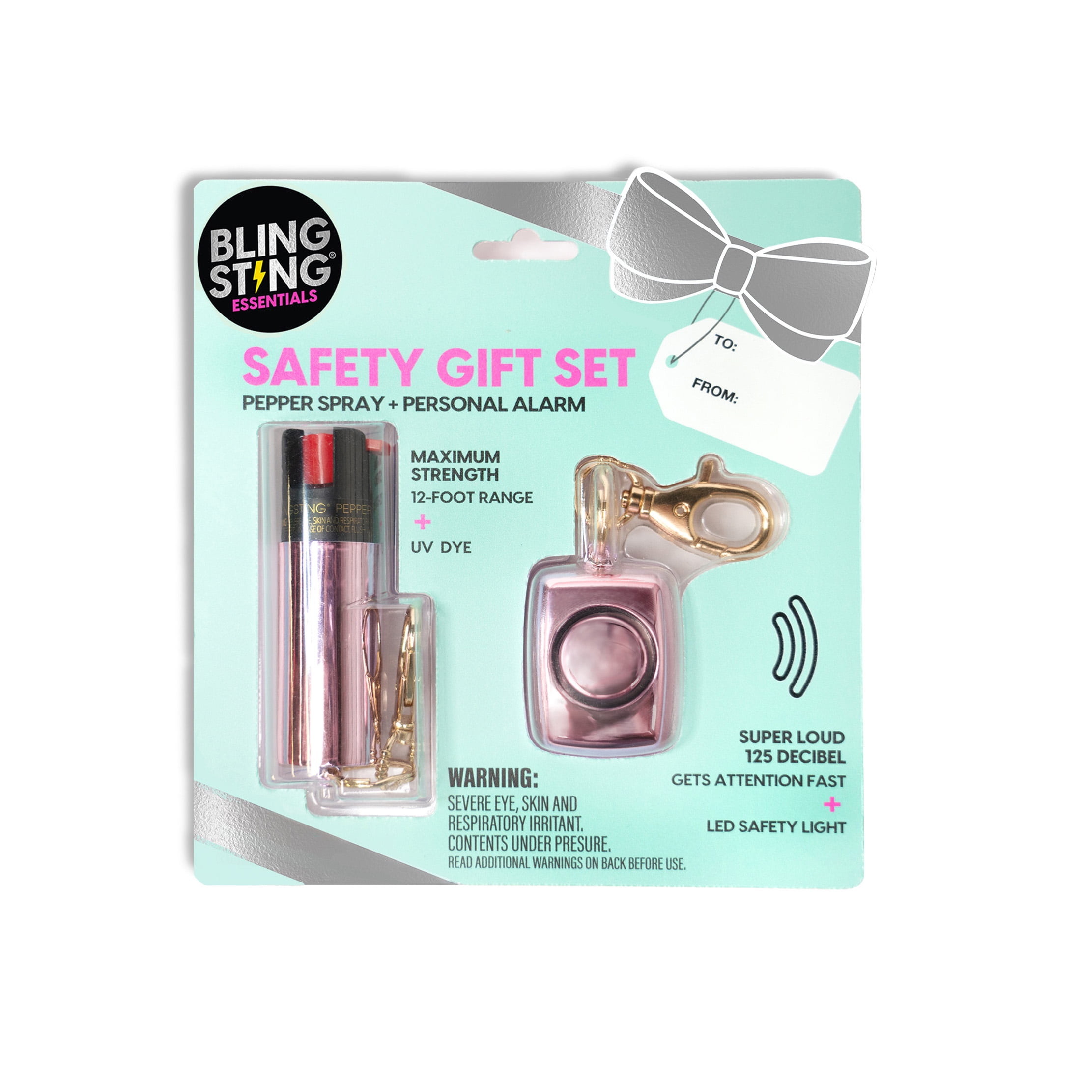 BLINGSTING Essentials Safety Gift Set with Pepper Spray & Safety Alarm, 1 Count, Blush Pink