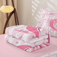 thumbnail image 5 of Homewish Cute Ribbon Bowtie Kids Zipper Twin Comforter Sets with Fitted Sheet and 2 Pillowcases,Pink Letter C Monogrammed Zipper Bedding Set For Girls Kids,Pink Reversible,4-Piece, 5 of 7