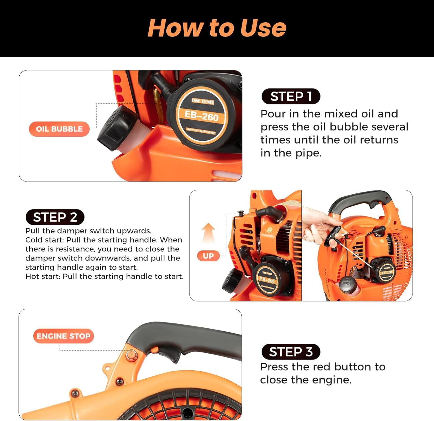 Handheld Gas Blower, 2-Stroke Gas Powered Leaf Blower, 750W 25.4cc Gasoline Grass Sweeper for Lawn Care, Snow Blowing & Yard Cleaning, Heavy Duty Grassland Cleaning Machine