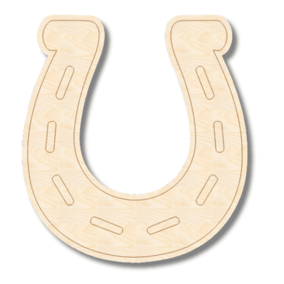 Unfinished Wood Etched Horseshoe Shape 3" / 1/8"