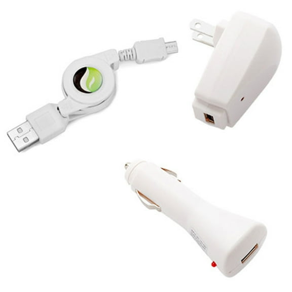 USB Cable Car Home Charger for TCL A30 (A3) - Retractable MicroUSB Power Adapter AC Plug Compatible With TCL A30 (A3)