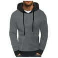 thumbnail image 1 of Men's Color Block Hoodie Pullover Winter Warm Comfortable Thread Drawstring Casual Streetwear Sweatshirt, 1 of 8
