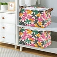thumbnail image 2 of Yayeee Foldable Storage Basket for Shelves with Handles Set of 2 Waterproof Cloth Bins, Pink Floral Blooms, 2 of 7