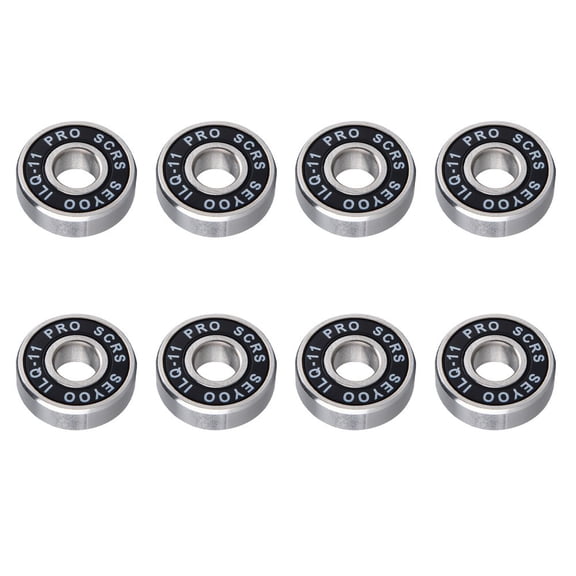 Sagargo 608Rs Abec-9 Skate Bearings 8-Pack for Roller Skates Inline Skates and Skateboards 10X22X7mm Chromium Bearing Steel Black