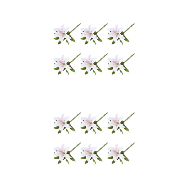 6 Piezas de PVC Artificial Lilys Naiovety Decorativo Falso Adorno Blanco Rosa