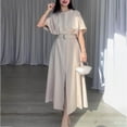 thumbnail image 2 of Kmdttou Women's Short Sleeve Loose Plain Dresses Women's Solid Color Fashionable Round Neck Short Sleeve Dress, 2 of 7