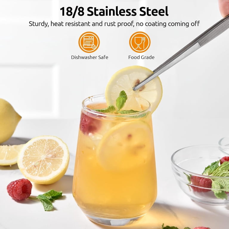 U-Taste Stainless Steel Kitchen Tweezers, 8 in, Pointed Tip photo 8