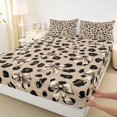 thumbnail image 3 of Manfei Cartoon Cute Bow Fitted Sheet Full,Brown Leopard Print Bed Set,3pcs,1 Fitted Sheet and 2 Pillowcases, 3 of 6