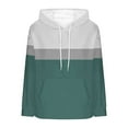 thumbnail image 2 of ZUKMRJPC Womens Flannel Hooded Sweatshirts Color Block Casual Long Sleeve Drawstring Fleece Warm Pullover Tops with Pockets, 2 of 5