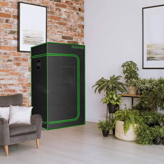 2x2 Grow Tent, 24"x24"x48" High Reflective 600D Diamond Mylar Canvas with Observation Window and Floor Tray for Hydroponic Indoor Plant Growing