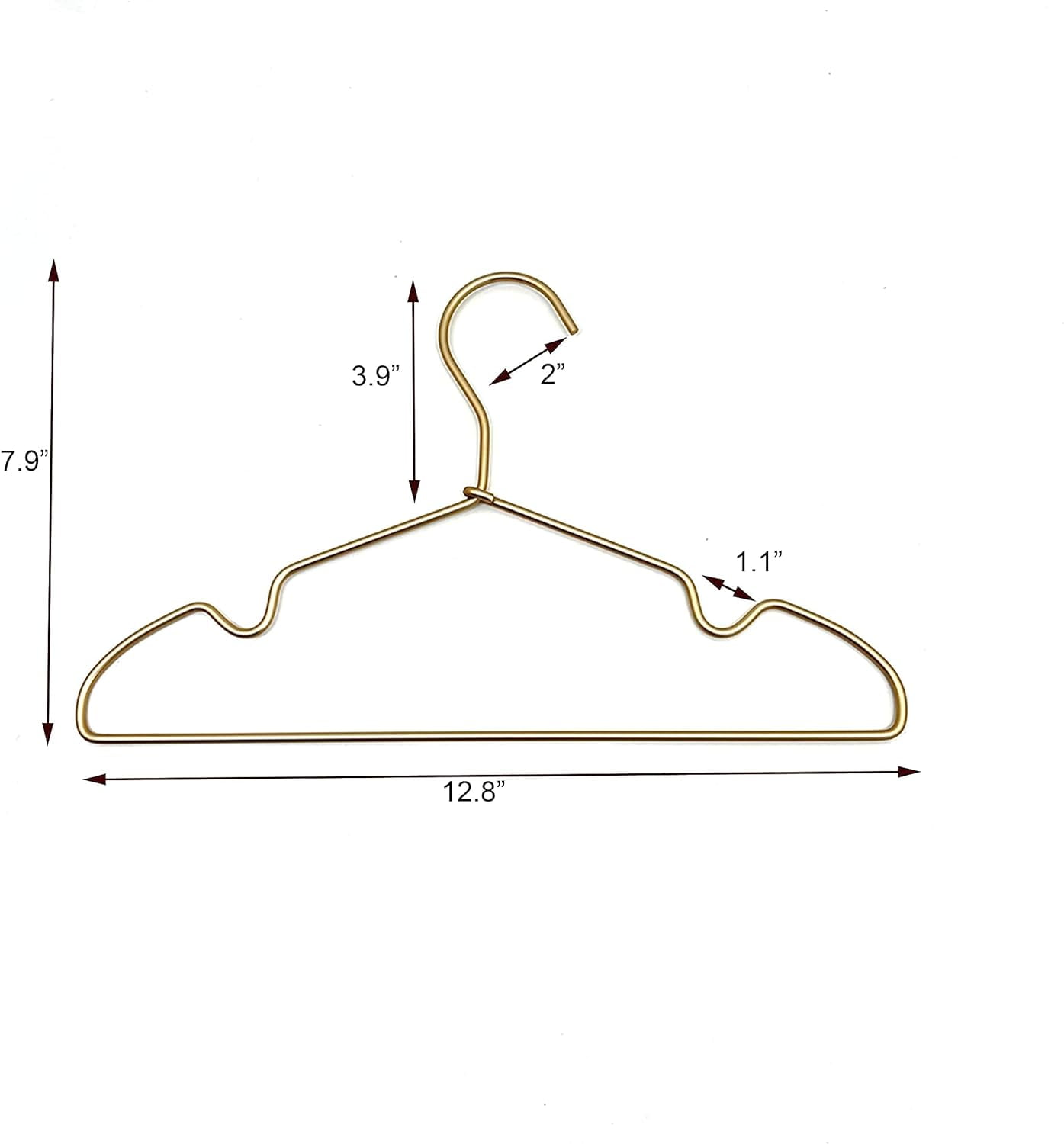 12.6" Matte Gold Metal Kids Baby Hangers, 30Pack, Non Slip, Suit for Coated Wire Children Clothes Hangers Closet Storage, Retail Display Space Saving for Toddler Coats Infant Hangers