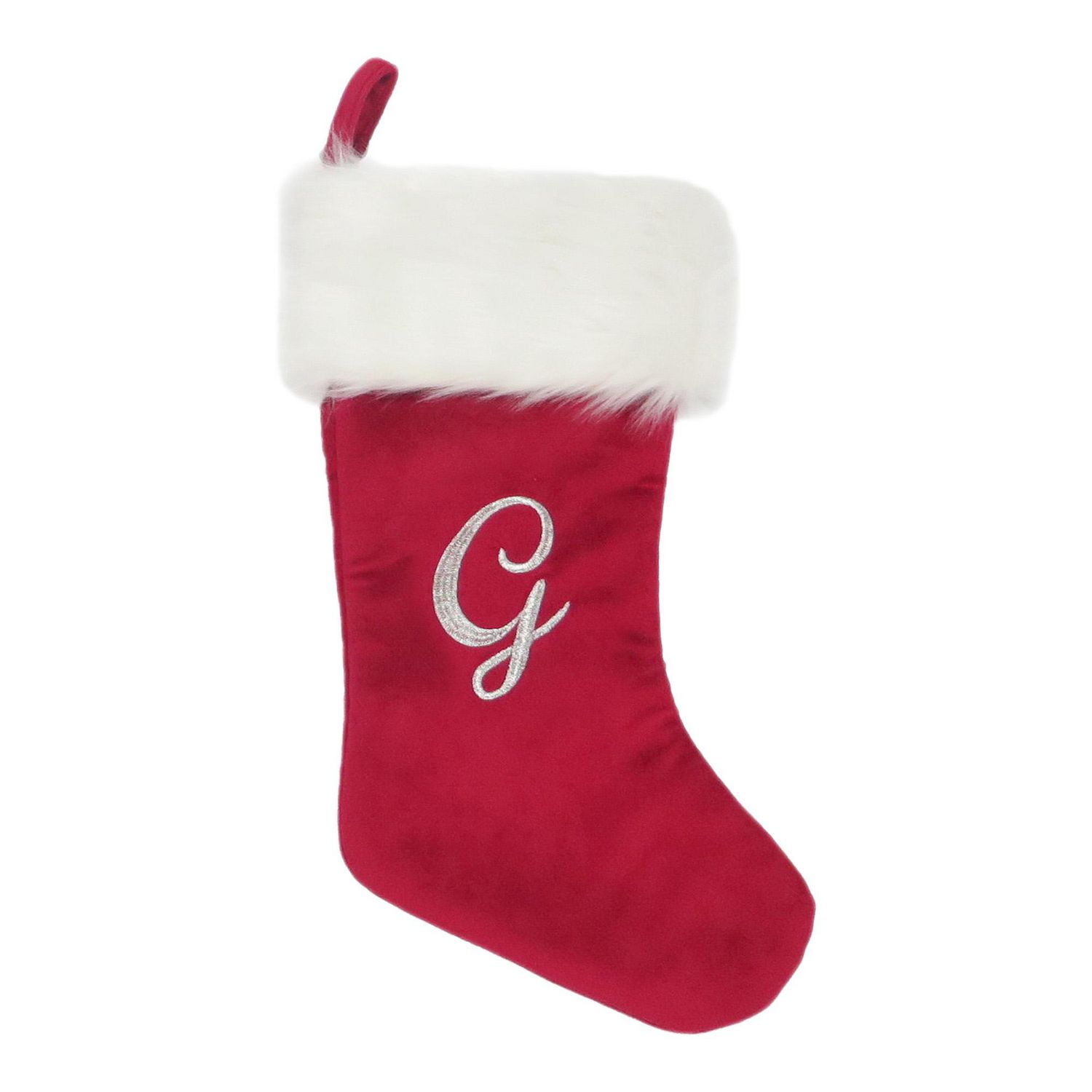 HOLIDAY TIME 19IN VELVET MONOGRAM STOCKING G
