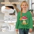 thumbnail image 6 of Xixirimido Frog Mushroom Green Pattern Girls Casual T-Shirt Crew Neck Tunic Tops Long Sleeve Loose Fit Soft Blouse Tie-hem Tees for Fall Winter, Size 7-8, 6 of 7