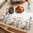 thumbnail image 3 of Placemat Set of 6 Watercolor Wildflower Placemats for Dining Table Lily Daisy Flower Washable Table Mats for Kitchen and Party Decor Indoor & Outdoor Use, 3 of 8