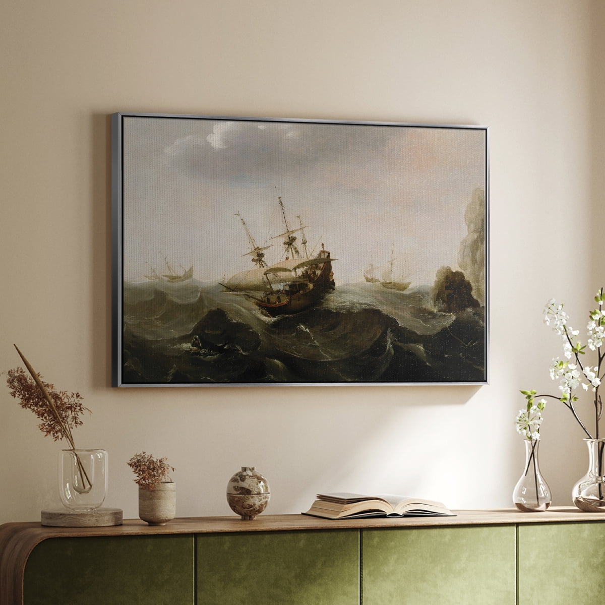 Vintage Landscape-CCLXV By Wexford Home Framed in Silver Wood Gallery Wrapped Canvas 25 in. x 37 in.