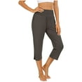 thumbnail image 3 of Diufon Yoga Pants for Women Casual Side Slit High Waist Wide Leg Capris with Pockets Soft Lightweight Loungewear, 3 of 9