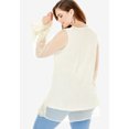 Roaman's Women's Plus Size Mesh Embellished Tunic Pearl Beaded Lace