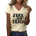 thumbnail image 5 of Halloween T Shirts for Women 2025 Trick Or Teach Funny Graphic Tees Short Sleeve V Neck Tshirt Womens T Shirts, 5 of 6