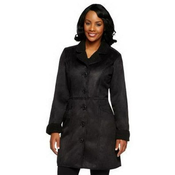 Denim Co Faux Suede Jacket Sherpa Lining Pockets A238064 - Walmart.com