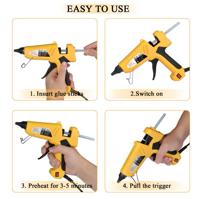 Pistola de pegamento Ejoyous, pistola de pegamento termofusible de 100 vatios para manualidades de bricolaje