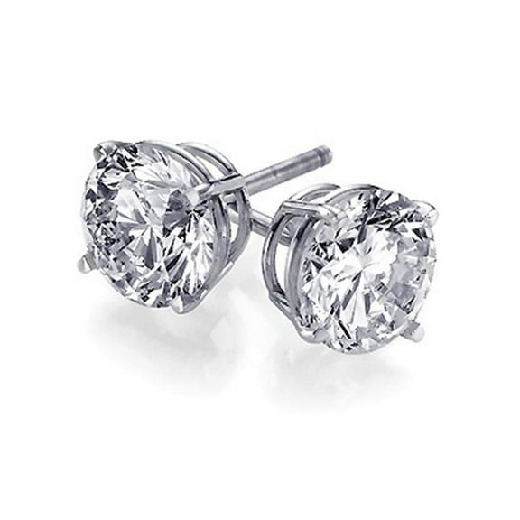 925 Sterling Silver 4.0 tcw Basket Setting 8MM Clear Round CZ Cubic Zirconia Nickel Free Stud Earrings