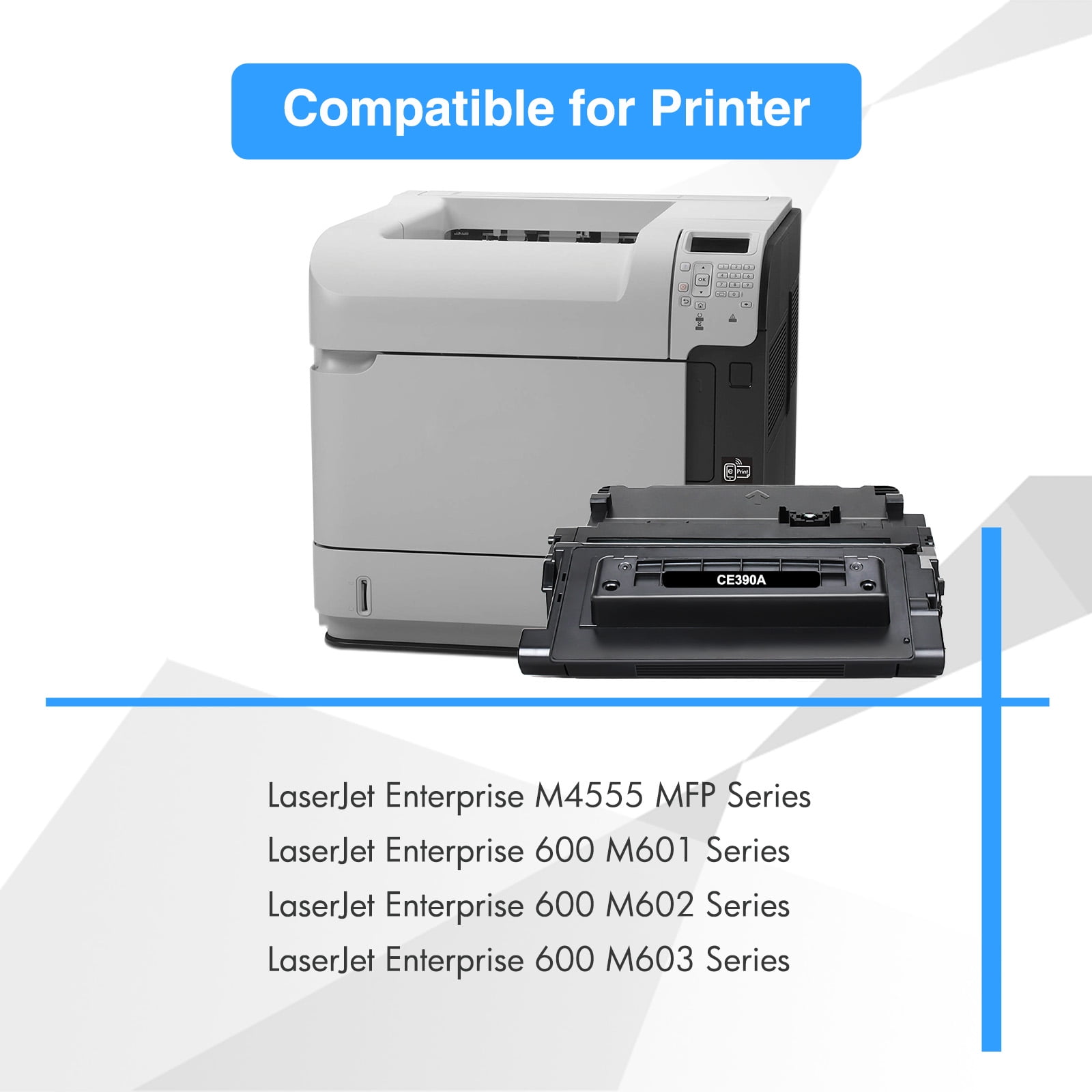 90A Toner Cartridge 2-Pack Compatible for CE390A 90A 90X CE390X Work with Laserjet Enterprise 600 M601 M602 M603 M4555 M4555f MFP Printer Ink (Black)