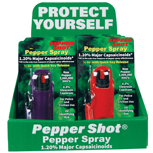 Safety Technology D-PS-Halo-Mixed Pepper Shot with Counter Display - 12 Piece