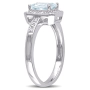 Everly Womens 1 CT TGW Aquamarine and Diamond Accent Sterling Silver Ring