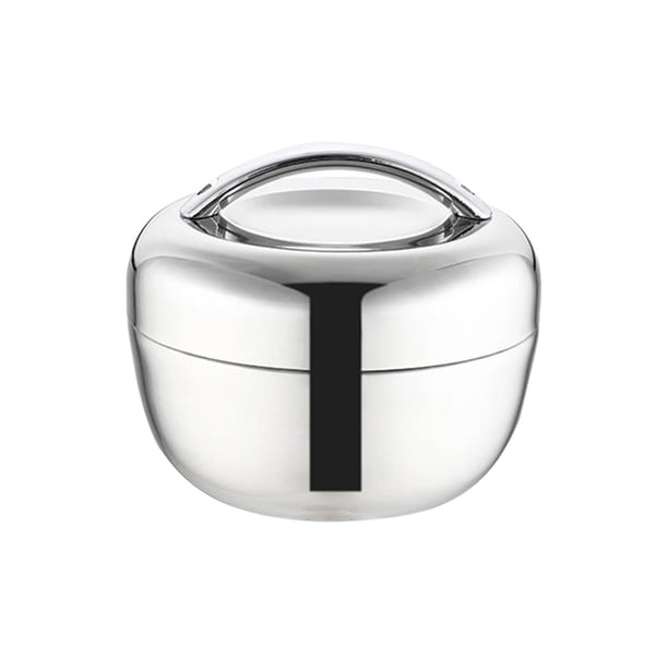 Toystoory Fiambrera aislada con compartimento Contenedor de comida en forma de fruta de acero inoxidable Bento de doble capa con asa Lata Cocina y Comedor 0.8 l/mango plateado