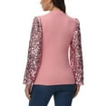 thumbnail image 4 of Women's Confetti Sequin Balloon Long Sleeve Mock Neck Pullover Sweatshirt, Pink, X-Large, 4 of 7