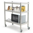 thumbnail image 1 of Heavy Duty Stainless Steel Standing Rack - 3-Tier Adjustable Storage Shelf - 330lb Per Tier - Ventilated & Durable for Kitchen, Garage, Office, Restaurant, Warehouse - 32x16 in, With Pulleys, 1 of 7