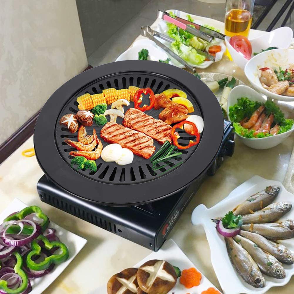 Grill Plaque portable gaz stove BBQ Non-Stick Barbecue Camping 32 cm 