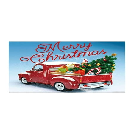 

DBYLXMN 7x8 Ft Holy Night Christmas Outdoor Garage Door Banner Blue Day Of Sleigh Deer Large Christmas Decoration Holiday Polyester Cover Christmas Door Snowman Deer Santa